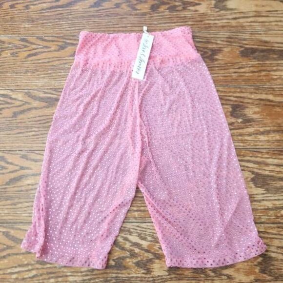 NWT For Love & Lemons Kiara Mesh Rhinestone Bike Shorts in Pink, Women's size XS - Picture 5 of 5